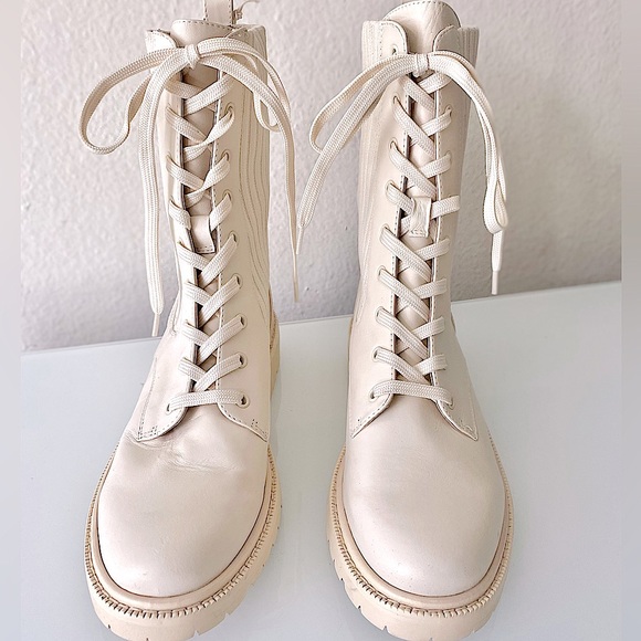 SAM EDELMAN “Lydell” Ivory Lug Sole Combat Boots - Picture 3 of 16